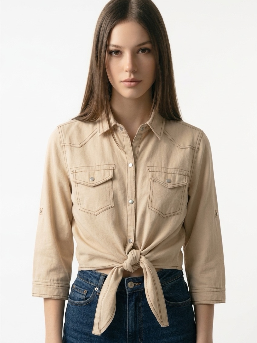 Western style top with tied bottom